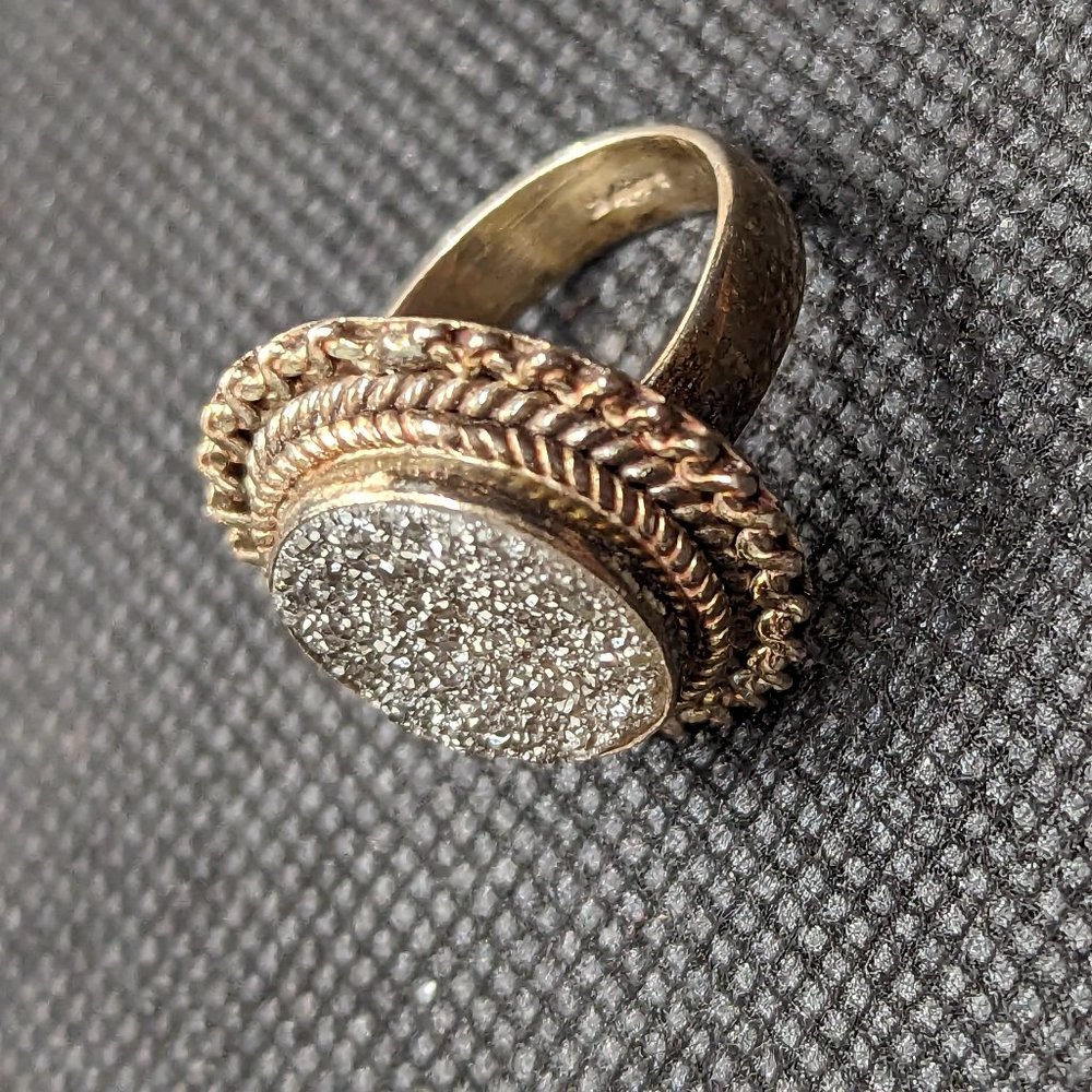 Sterling and Silver Druzy Ring 6